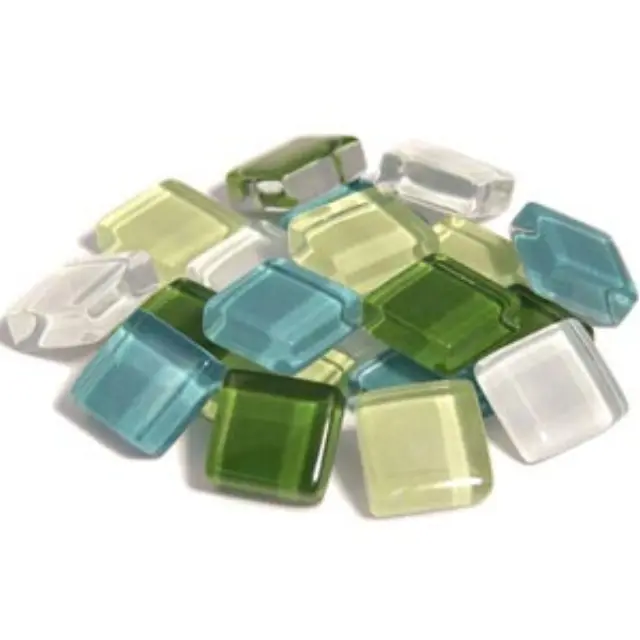 Γυάλινες Ψηφίδες Soft Glass - Green Mix - 10x10mm - 200gr