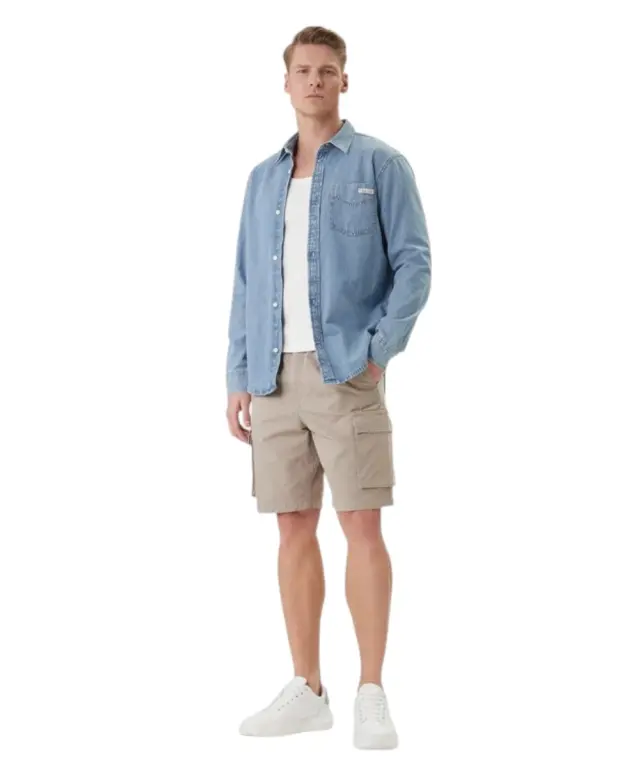 Calvin Klein - Ανδρικό Πουκάμισο Jean Essential LV04RE710G-3TR Μπλε Ανοιχτό - XL 3