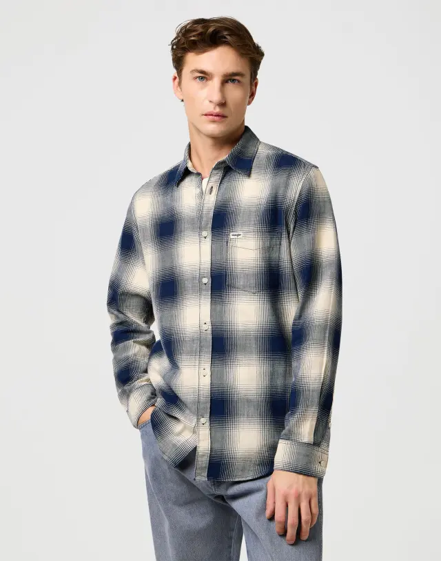Wrangler Ανδρικό Πουκάμισο Καρό 112371651 – Dusty Blue - S
