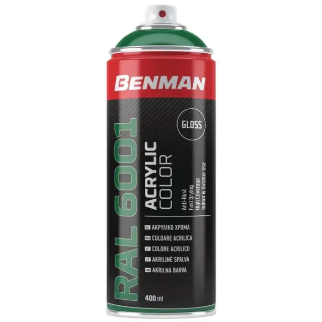 SPRAY ΠΡΑΣΙΝΟ ΣΜΑΡΑΓΔΙ ΓΥΑΛΙΣΤΕΡΟ RAL6001 BENMAN 400ML 28517