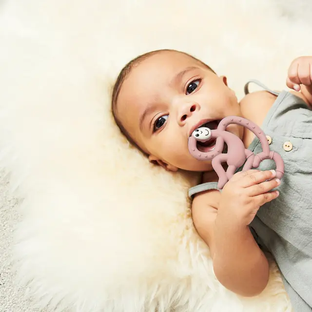 MINI MONKEY TEETHER - DUSTY PINK 2