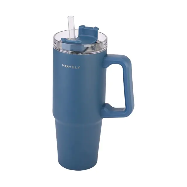 Estia Θερμος Homely Straw Tumbler XL Indigo Blue 900 ml 2