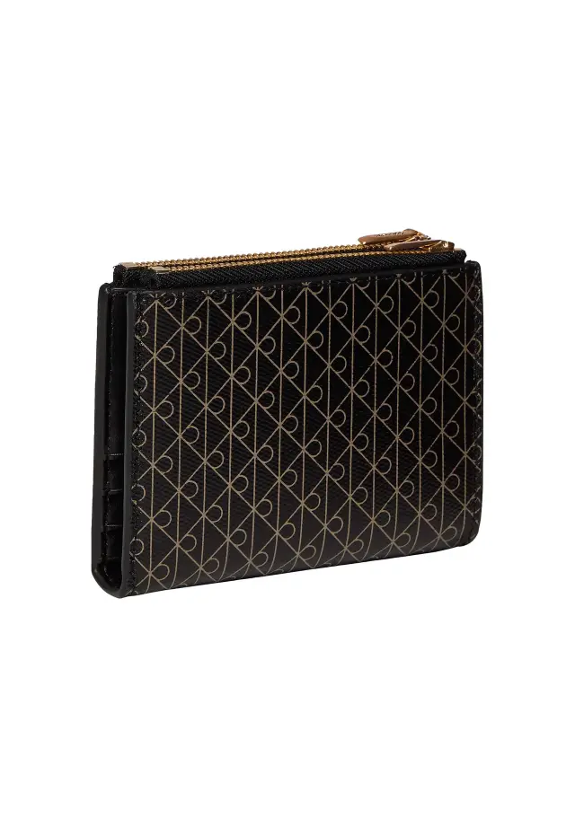 Calvin Klein Γυναικείο Μεσαίο Πορτοφόλι Coated Emblem Double-Zip Bifold Μαύρο
