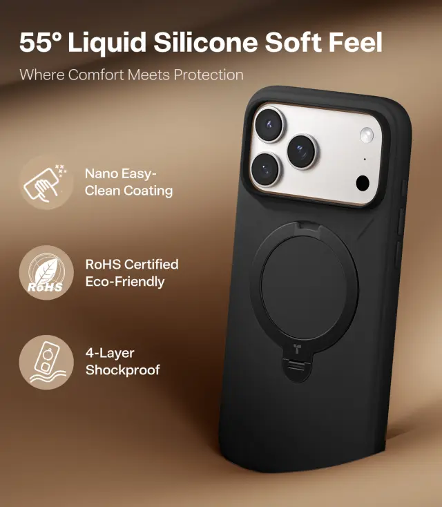 Torras Ostand Q3 Silicone, obsidian black - iPhone 17 Pro 3