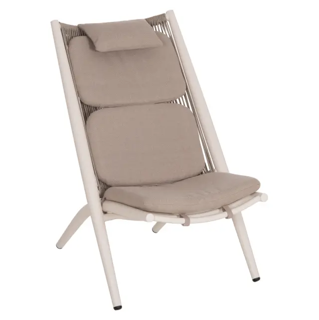 Πολυθρόνα Relax Remus αλουμίνιο λευκό-σχοινί Olefin μπεζ 63x87x94 εκ.