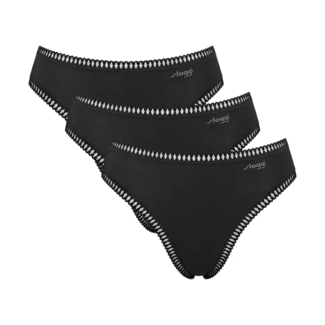 Sloggi Γυναικείο Slip GO Crush High Leg - Τριπλό Πακέτο, Χρώμα Μαύρο