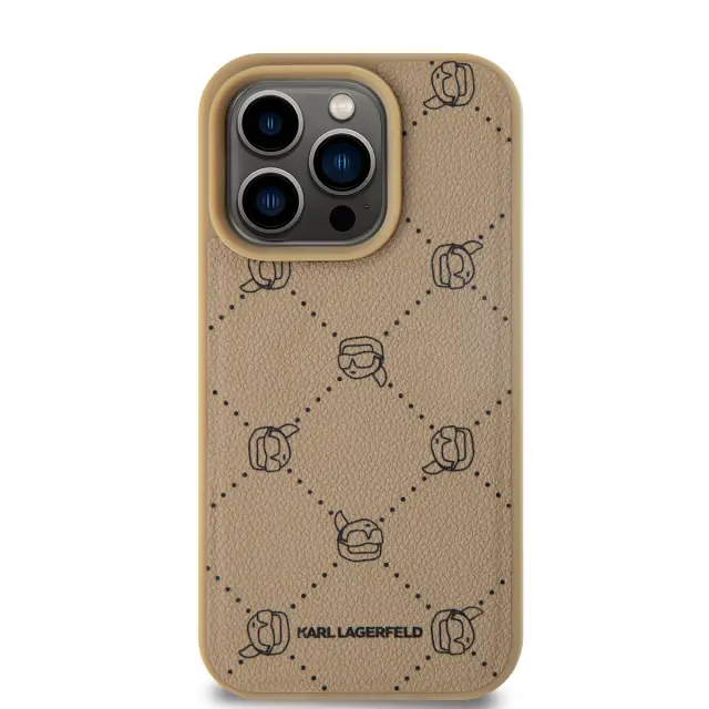 Karl Lagerfeld PU Karl Heads Pattern MagSafe Case for iPhone 15 Pro Beige 2