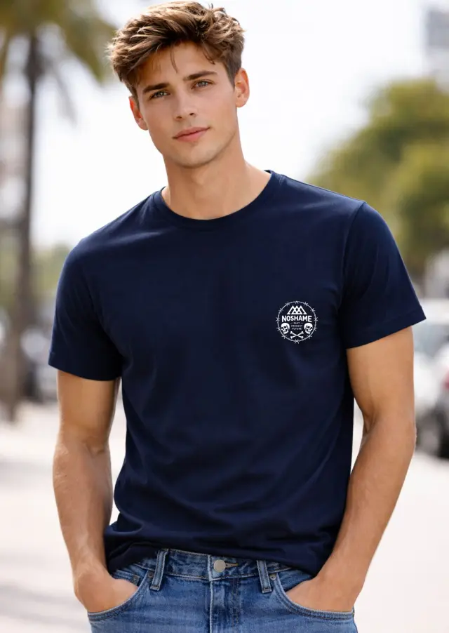 T-shirt Noshame® Navy με τύπωμα - 142624 - XXL