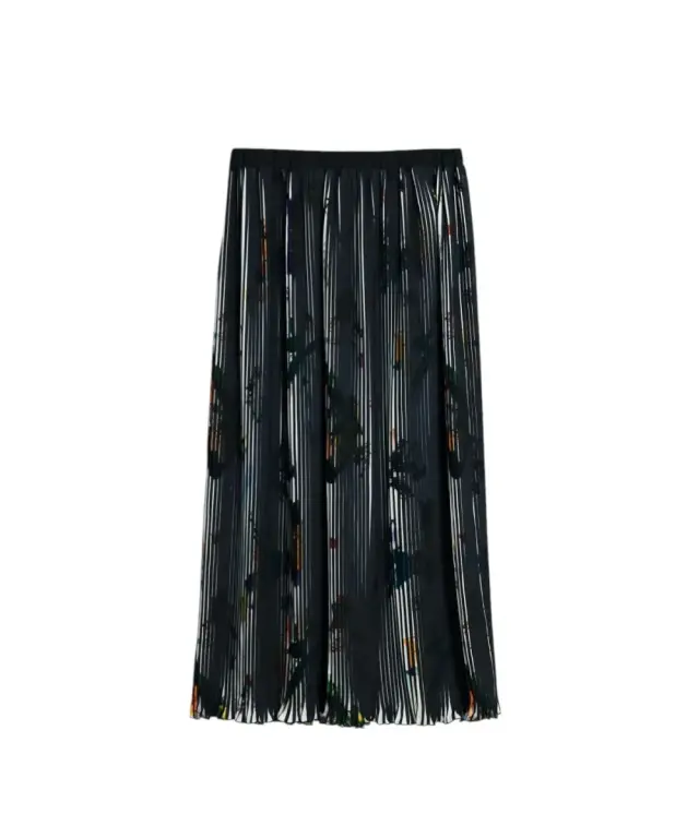 Desigual - Γυναικεία Φούστα Midi Fal Plis 26SWFW14-2000 Μαύρο