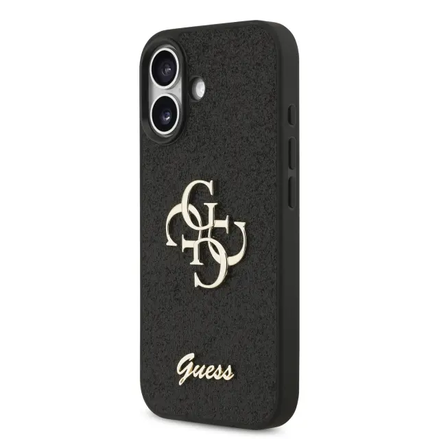 Guess PU Fixed Glitter 4G Metal Logo Case for iPhone 17 Black 2