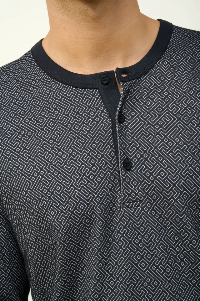 Χειμερινή Ανδρική Πυτζάμα Βαμβακερή Vamp 23630 DARK GRAY 2