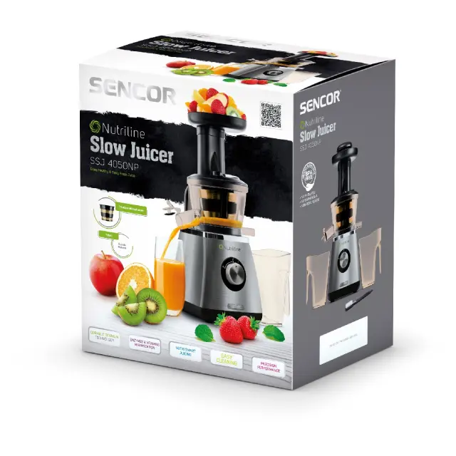 Αποχυμωτής Αργής Σύνθλιψης Titanium Strainer 400W Sencor SSJ 4050NP Μαύρο/Ασημί 2