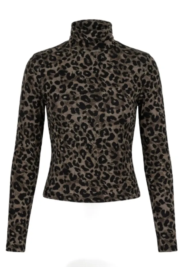 FunkyBuddha γυναικεία μπλούζα ζιβάγκο με leopard μοτίβο FBL014-116-07-1
