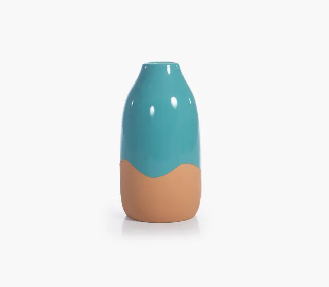 Nef-Nef Homeware Διακοσμητικό Κεραμικό Ικο Βάζο Menza 11x11x21,5 Μπλε