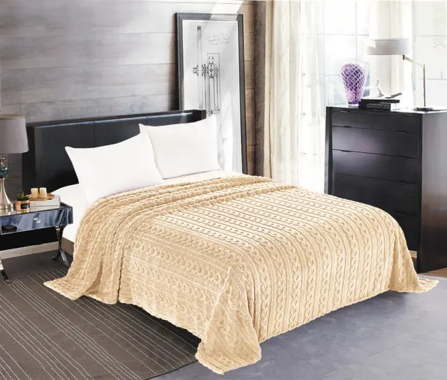 Κουβέρτα fleece braid (160cm x 220cm) ivory - -