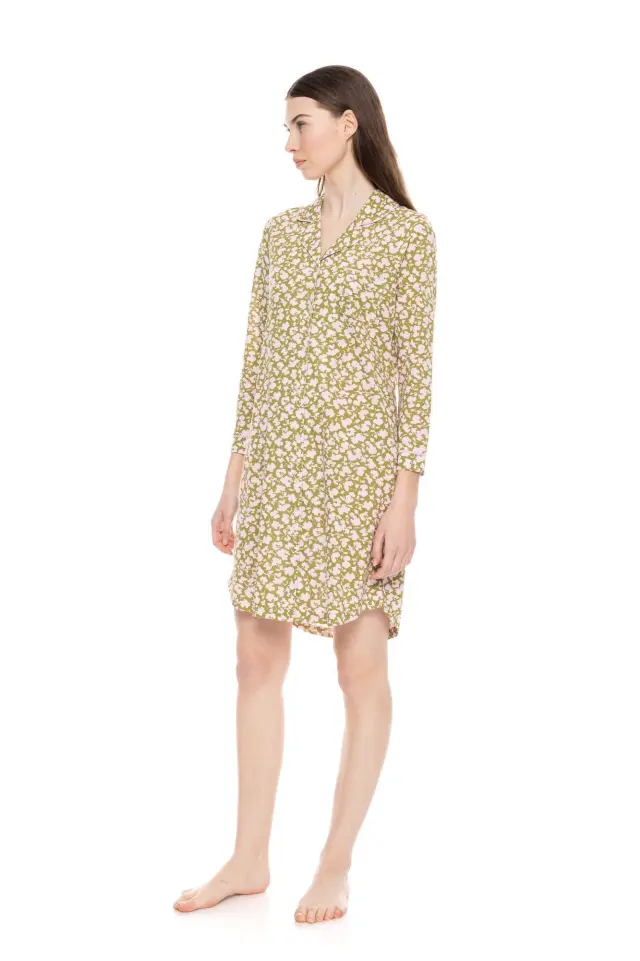 W1612 - Type - NIGHTGOWN BUTTONED GREEN BLOSSOM 2