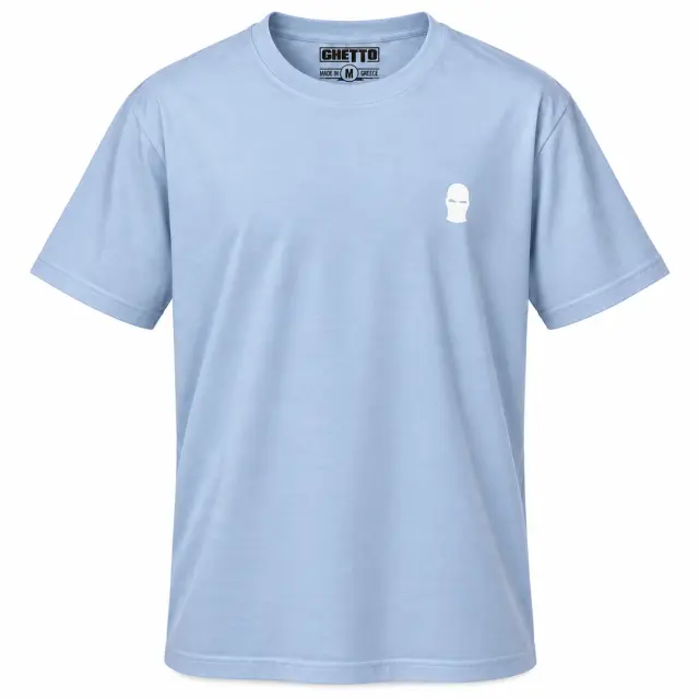 Ghetto T-shirt Light Blue – White Balaclava Logo