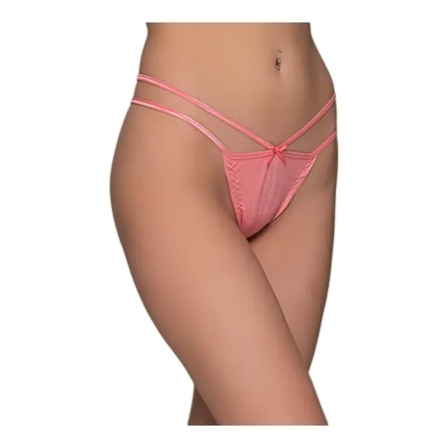 Milena Γυναικείo String Tanga Διπλά Λάστιχα Λύκρα Glamorous, Χρώμα Κοραλί