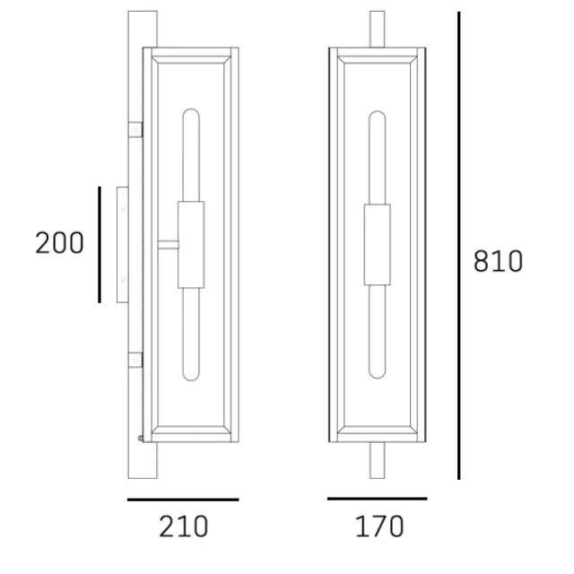 Sconce DOVER W02095BK μεγάλο επιτοίχιο φωτιστικό φαναριού σε μαύρο για εξωτερικούς χώρους 2