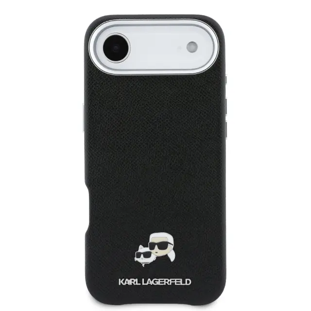 Karl Lagerfeld PU Karl and Choupette Heads Pins MagSafe Case for iPhone Air Black 3