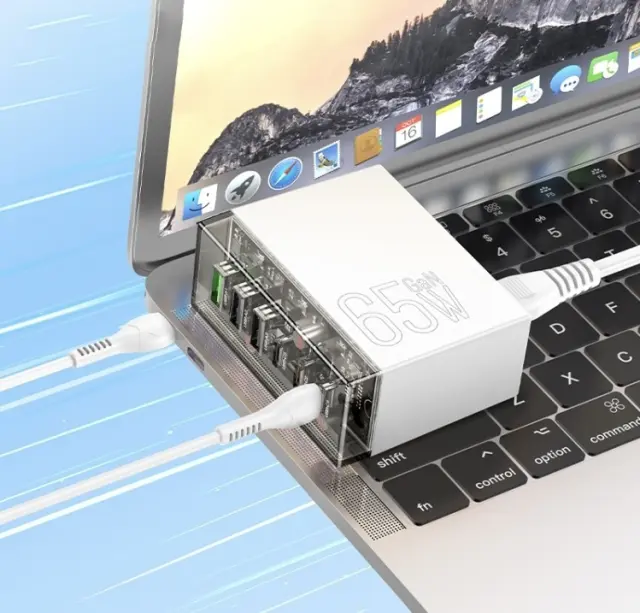 Hoco Βάση Φόρτισης με 3 Θύρες USB-A και 3 Θύρες USB-C 65W Power Delivery / Quick Charge 3.0 σε Λευκό χρώμα (N36) 2