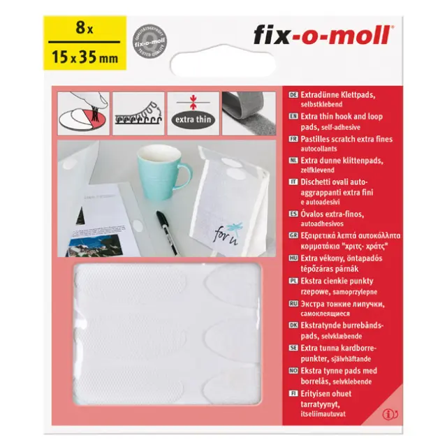 Επιφάνειες Hook+Loop Αυτοκόλλητο Λεπτές Λευκό 35x15mm 8Σετ 2