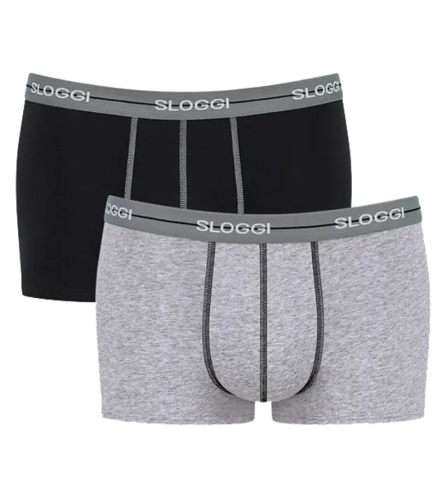 Sloggi Ανδρικό Boxer Start Hipster Box - Διπλό Πακέτο, Χρώμα Μαύρο-Γκρι - XL