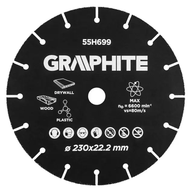 GRAPHITE 55H699 - Δίσκος καρβιδίου ξύλου 230χ22.2mm