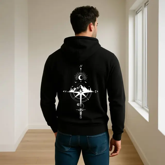 Φούτερ Noshame® Μαύρο με κουκούλα και τύπωμα - 522531 - XXL