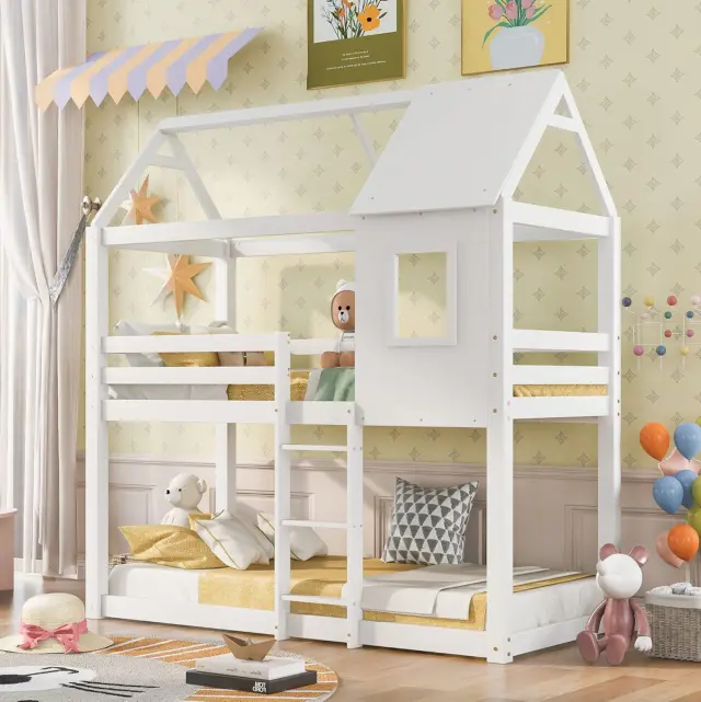 ΠΑΙΔΙΚΗ ΚΟΥΚΕΤΑ ΣΠΙΤΑΚΙ τ.MONTESSORI FB9705.03 ΞΥΛΟ ΠΕΥΚΟΥ ΣΕ ΛΕΥΚΟ-ΣΤΡΩΜΑΤΑ 190x90εκ