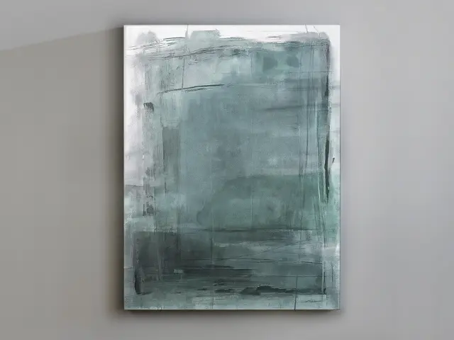 Blues 487580 – Ζωγραφικός Πίνακας Acrylic 110x145cm σε Καμβά με Πλαίσιο Άσπρο Γκρί Μπλε Πράσινο