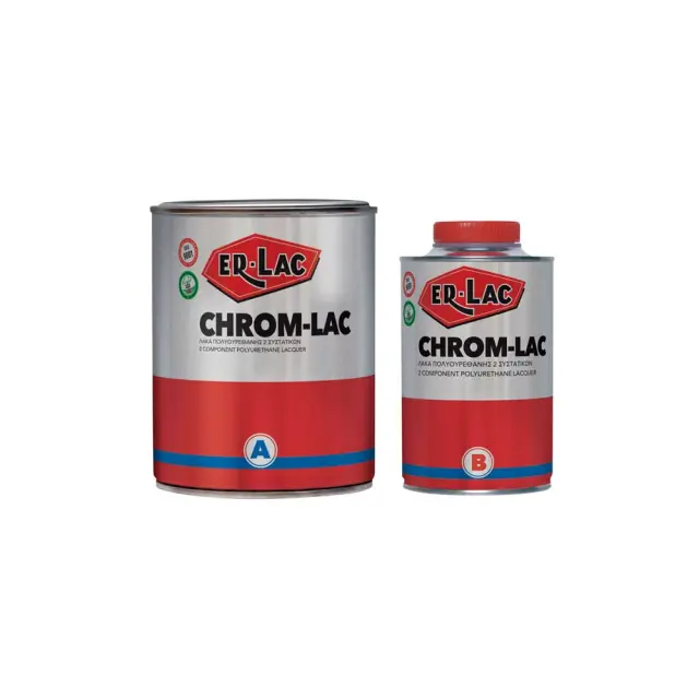 ER-LAC CHROM-LAC Λάκα Πολυουρεθάνης 2 Συστατικών για Ξύλο Μαύρο Γυαλιστερό ΣΕΤ A+B 1,5 Kg