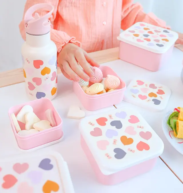 A Little Lovely Company Σετ 4 Δοχεία Φαγητού Lunch & Snack Box Set – Hearts SBSEHE84 2