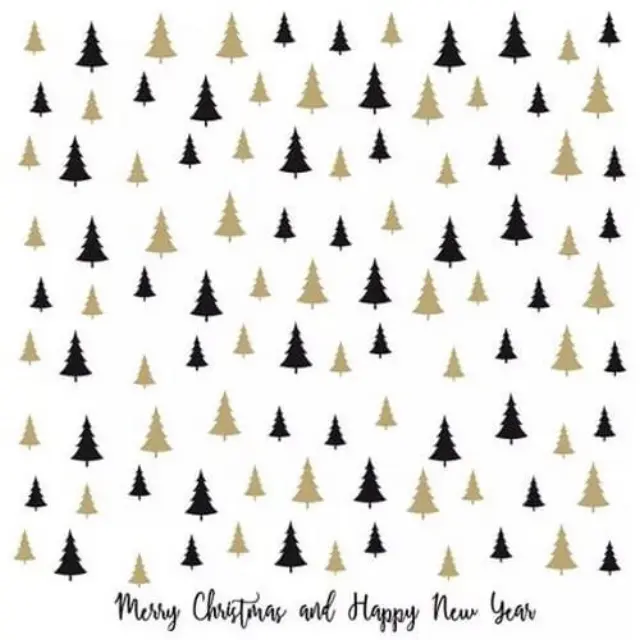 Χαρτοπετσέτα χριστουγεννιάτικη για decoupage, Trees All Over Black/Gold ,1 τεμ.