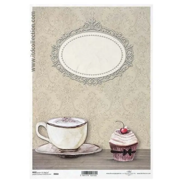 Ριζόχαρτο ITD, 21x29cm, Φλιτζάνι και cupcake, R868