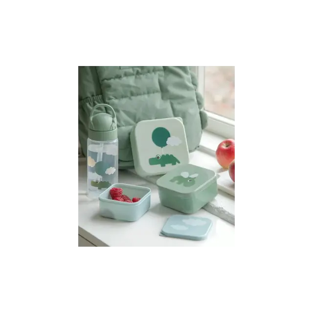 Σετ 3 Τεμαχίων Snack Box Done by Deer Happy Clouds Green 240ml 370ml 540ml BR77642 3