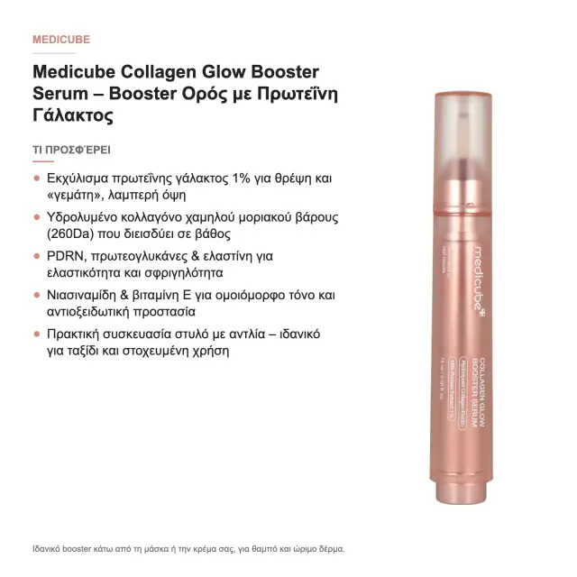 Medicube Collagen Glow Booster Ενυδατικό Booster Προσώπου με AHA + Πεπτίδια για Λάμψη + Θρέψη 15ml 2