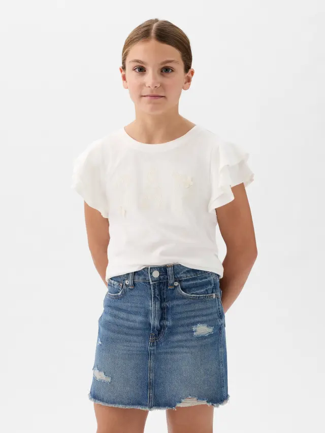 Άσπρη Παιδική Flutter Sleeve Logo Μπλούζα new off white - XS
