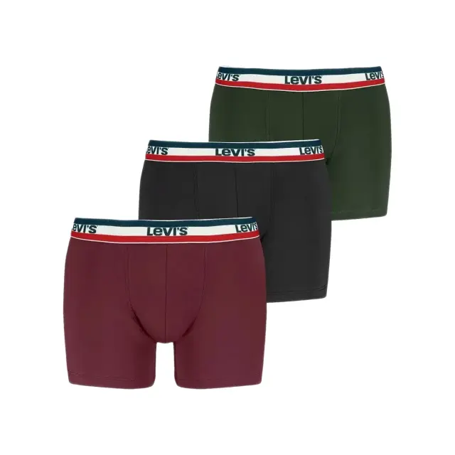 Levi's Ανδρικό Boxer Super Soft Boxer Brief - Τριπλό Πακέτο, Χρώμα Κόκκινο-Μαύρο-Πράσινο - XL