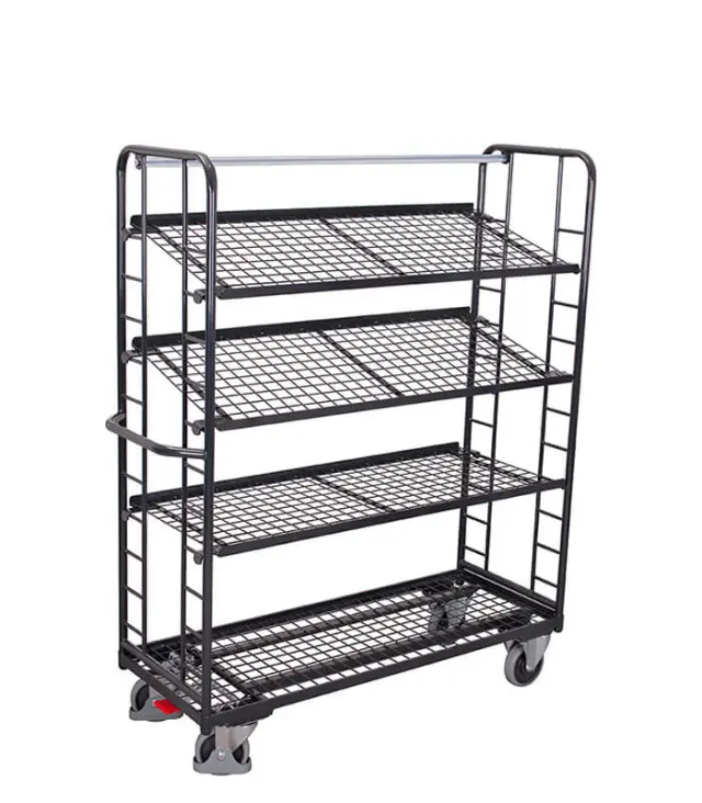 Variofit sw-640.212/AG Τρόλεϊ Μεταφοράς 4 Επιπέδων με Επικλινή Ράφια για Φορτίο Βάρους ως 400kg
