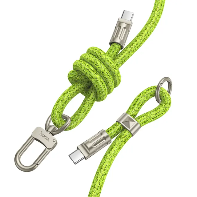 Καλώδιο Φόρτισης/Λουράκι Λαιμού Hoco GH7 USB-C σε USB-C 60W 3A Braided Πράσινο 1.8m