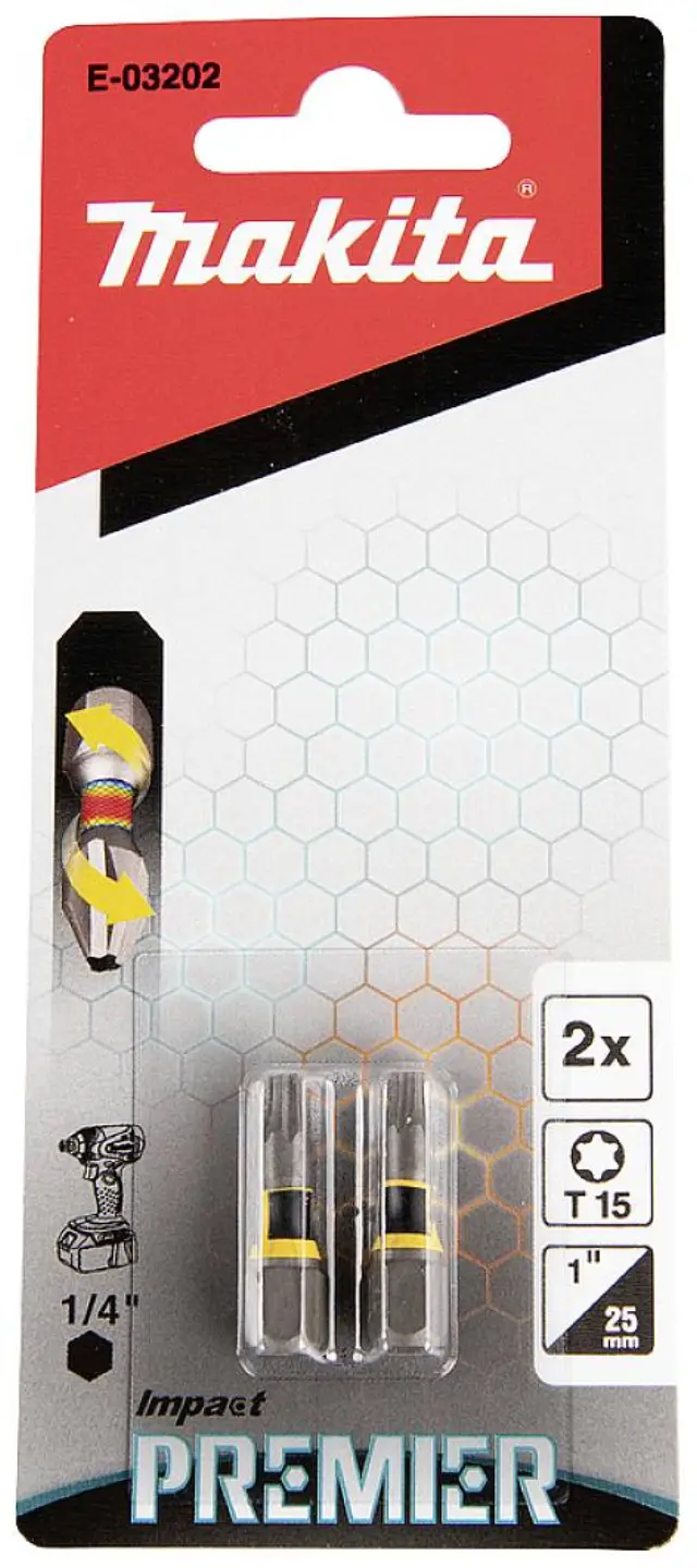 Makita E-03193 - Κατσαβιδόλαμα Impact Premier T10, 25mm, 1/4", 2τμχ 2