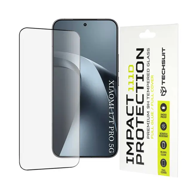Techsuit - 111D Full Cover / Full Glue Glass - Xiaomi 17T Pro - Black