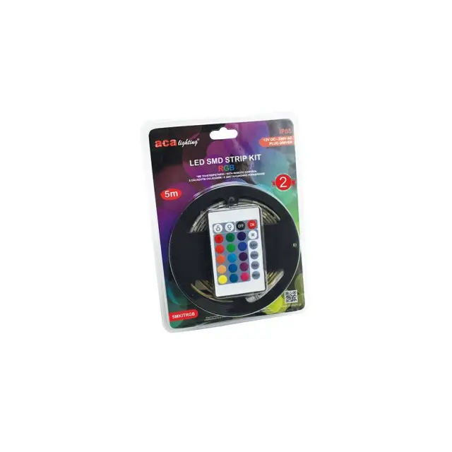 Aca Light ΛΩΡΙΔΑ LED SMD KIT 12V DC 5M RGB IP65 ΤΗΛΕΧΕΙΡΙΣΤΗΡΙΟ PLUG DRIVER