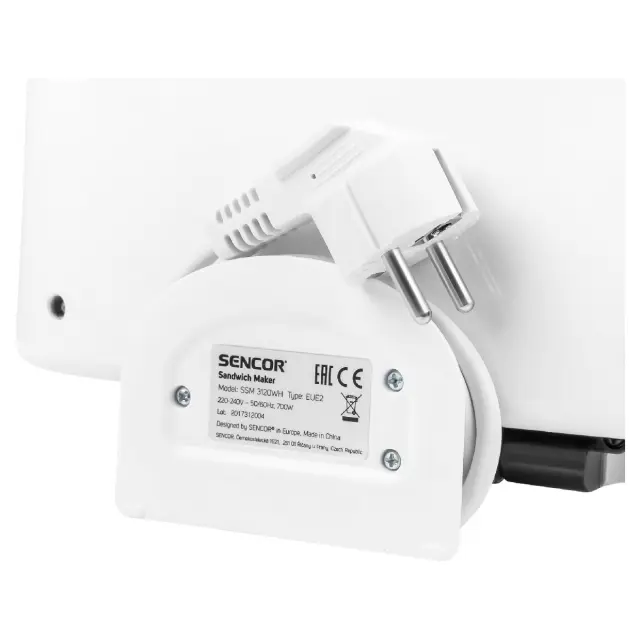 Τοστιέρα 2 Θέσεων Sencor SSM 3120WH Λευκή 3