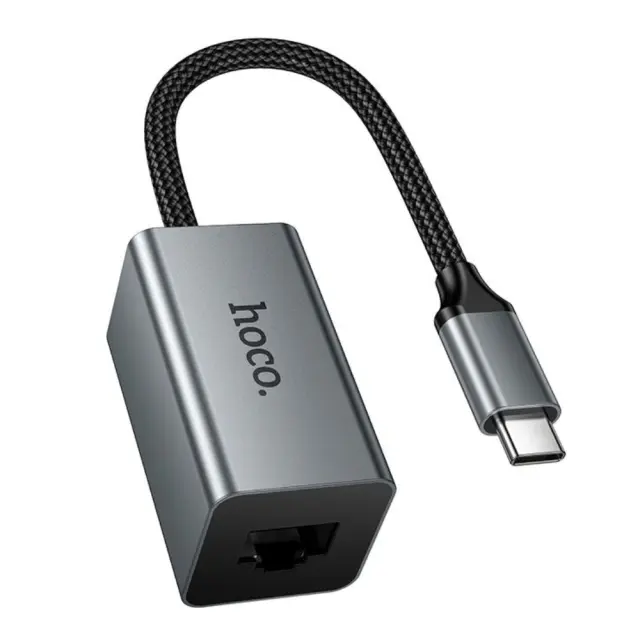 Αντάπτορας Hoco UA48 USB-C σε RJ45 OTG 10/100Mbps 15cm Γκρι