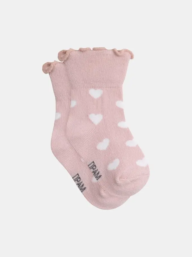Βρεφικές Κάλτσες για Κορίτσια Pink Heart Ruffles ΡΟΖ - Νο. 15-18