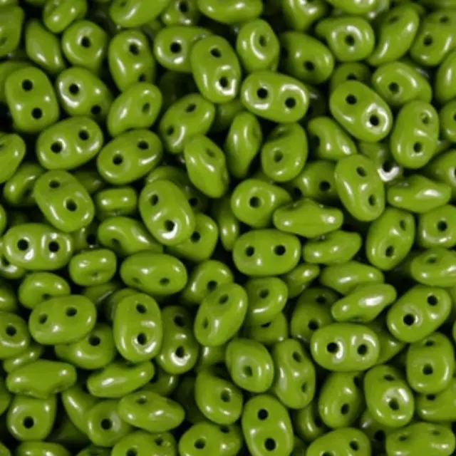 Χάντρα Superduo - Opaque Green - 2.5x5mm ~7gr