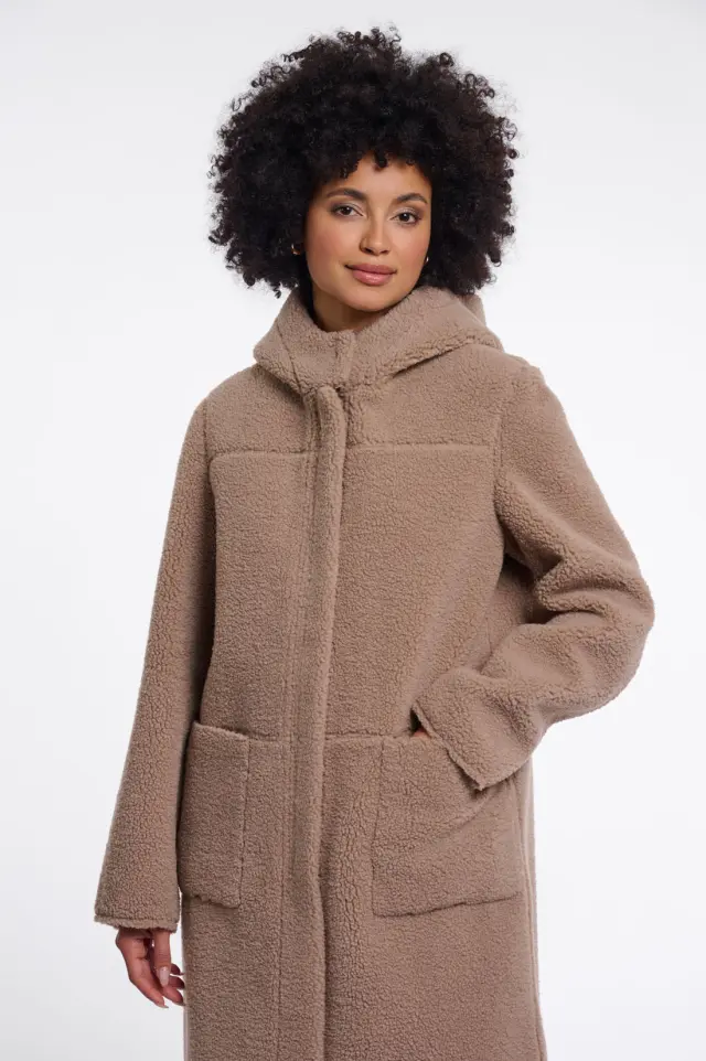 RINO & PELLE “ALINA” REVERSIBLE HOODED COAT (ALINA-7002611-MOCHA-LATTE) - 42 3
