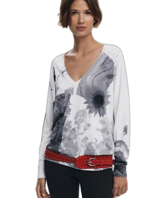Desigual - Γυναικείο Πουλόβερ Gotemburgo Regular Fit 25WWJF15-1000 Λευκό - XS